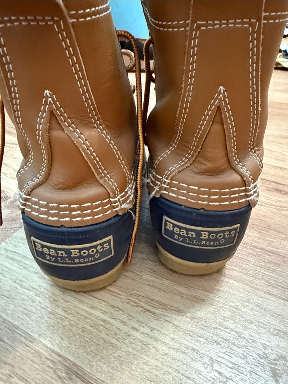 L.L. Bean Womans Brown and Navy Waterproof Duck Boots - Picture 3 of 4